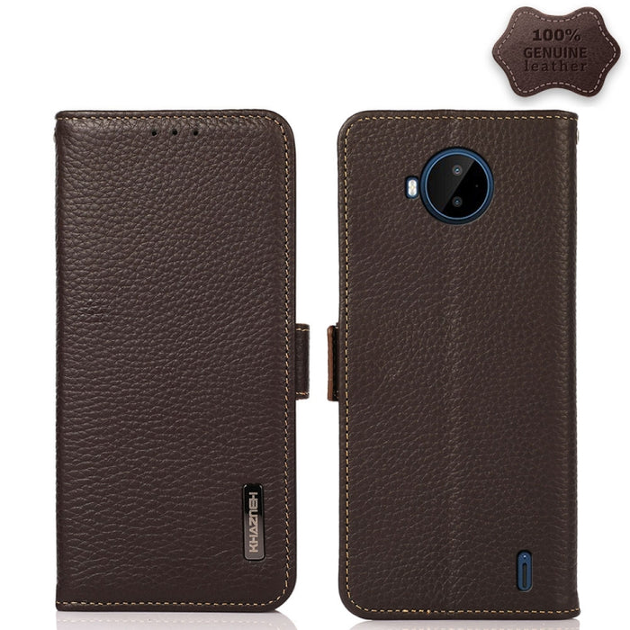 KHAZNEH Side-Magnetic Litchi Genuine Leather RFID Phone Case, For Nokia C20 Plus, For OPPO Realme 9i, For OPPO Reno7 5G / Find X5 Lite, For Xiaomi Redmi Note 11 Pro 5G / 4G Foreign Version, For Xiaomi Redmi Note 11 Pro 5G / 4G                          ...