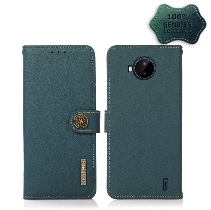 KHAZNEH Custer Estuche para teléfono RFID de cuero genuino, For Nokia C20 Plus, For OPPO Realme 9i, For OPPO Reno7 5G / Find X5 Lite, For Xiaomi Redmi Note 11 Pro 5G / 4G