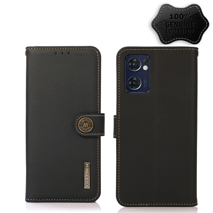 KHAZNEH Custer Estuche para teléfono RFID de cuero genuino, For Nokia C20 Plus, For OPPO Realme 9i, For OPPO Reno7 5G / Find X5 Lite, For Xiaomi Redmi Note 11 Pro 5G / 4G