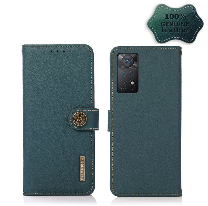 KHAZNEH Custer Estuche para teléfono RFID de cuero genuino, For Nokia C20 Plus, For OPPO Realme 9i, For OPPO Reno7 5G / Find X5 Lite, For Xiaomi Redmi Note 11 Pro 5G / 4G