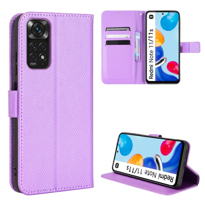 Estuche para teléfono de cuero con textura de diamante, For Xiaomi Redmi 9, For Xiaomi Redmi Note 11 4G Global / Note 11S, For Xiaomi Redmi Note 11 Pro 5G / 4G Global, For Xiaomi Mi 11 Ultra, For Xiaomi Mi CC9 Pro / Note 10 / Note 10 Pro               ...