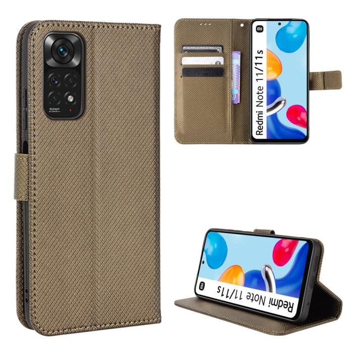 Estuche para teléfono de cuero con textura de diamante, For Xiaomi Redmi 9, For Xiaomi Redmi Note 11 4G Global / Note 11S, For Xiaomi Redmi Note 11 Pro 5G / 4G Global, For Xiaomi Mi 11 Ultra, For Xiaomi Mi CC9 Pro / Note 10 / Note 10 Pro               ...
