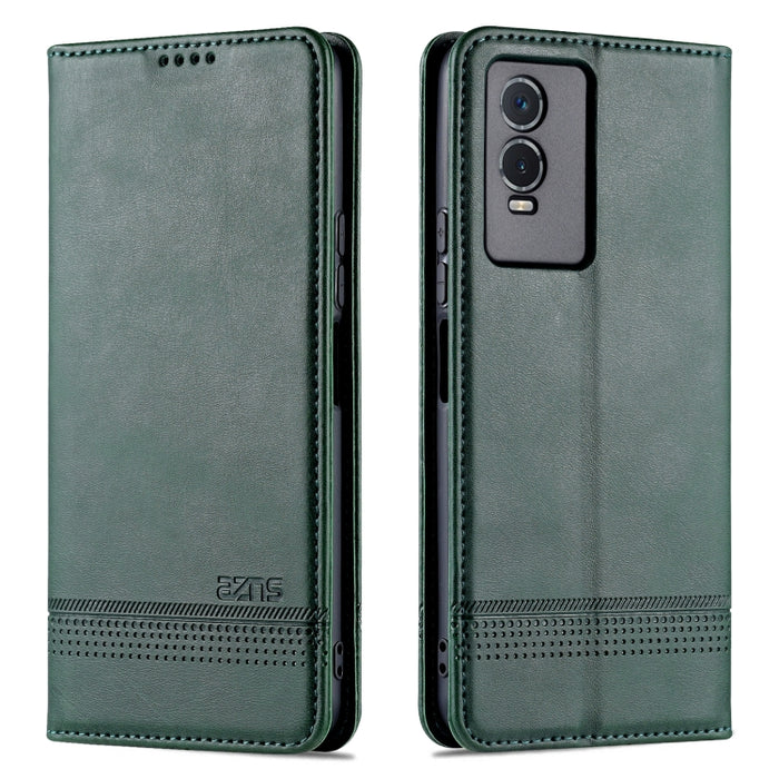 Estuche para teléfono de cuero con textura de becerro magnético AZNS, For vivo Y76s / Y74s, For Honor Play 30 Plus, For Redmi Note 11 4G Overseas Version / Note 11S, For Redmi Note 11 Pro Overseas Version, For Honor X30, For Samsung Galaxy A13 4G