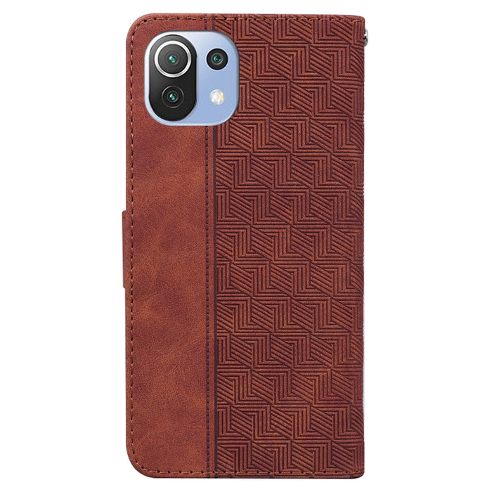 Estuche para teléfono de cuero con relieve geométrico, For Xiaomi Mi 11 Lite 5G / 4G