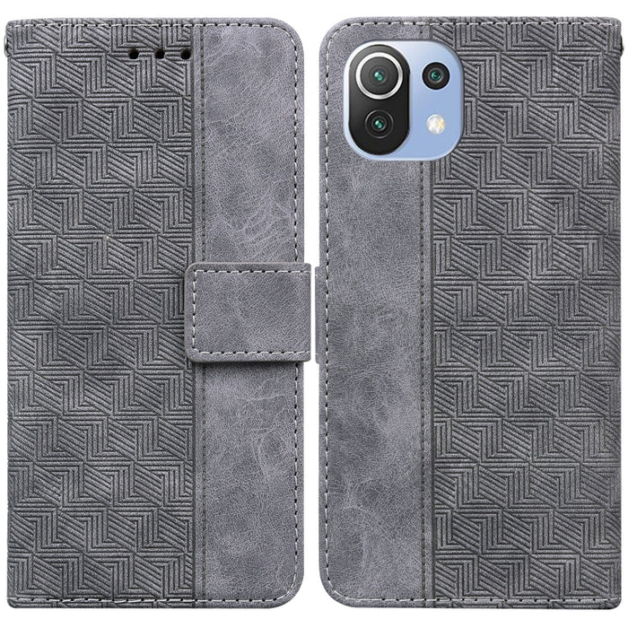 Estuche para teléfono de cuero con relieve geométrico, For Xiaomi Mi 11 Lite 5G / 4G