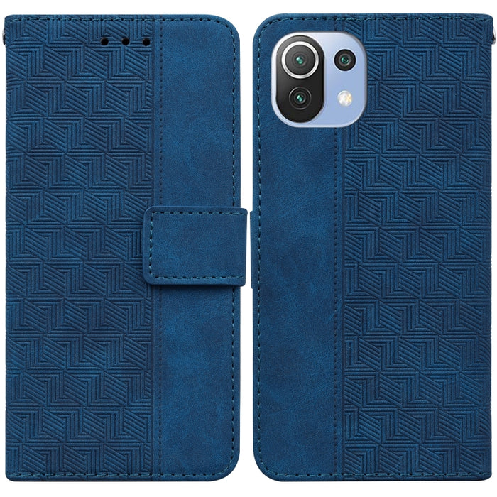Estuche para teléfono de cuero con relieve geométrico, For Xiaomi Mi 11 Lite 5G / 4G