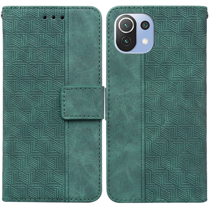 Estuche para teléfono de cuero con relieve geométrico, For Xiaomi Mi 11 Lite 5G / 4G