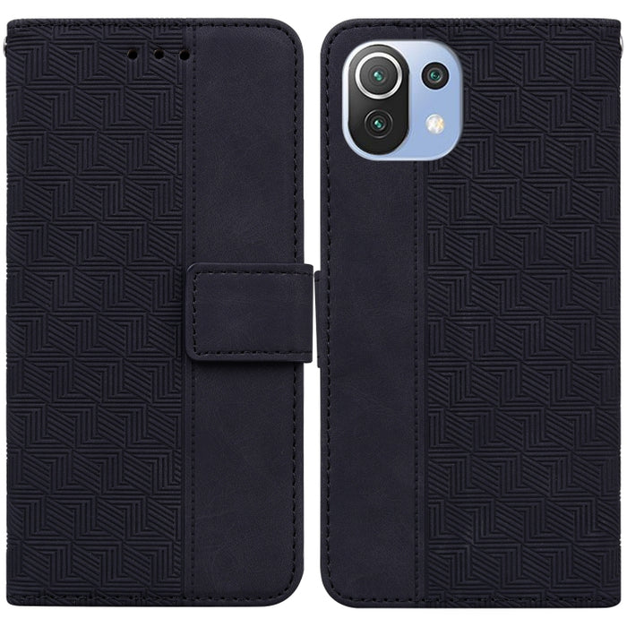 Estuche para teléfono de cuero con relieve geométrico, For Xiaomi Mi 11 Lite 5G / 4G