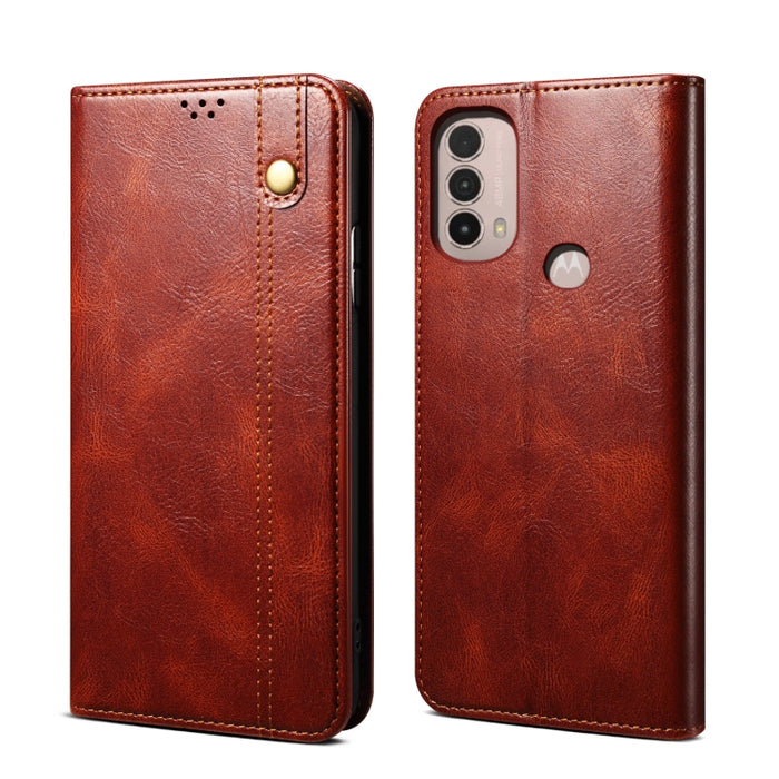 Caja de teléfono de cuero con textura de caballo loco de cera de aceite, For Motorola Moto E40 / E30 / E20, For OnePlus Nord N20 5G, For Google Pixel 6a, For Xiaomi Redmi Note 11 Pro 4G / 5G