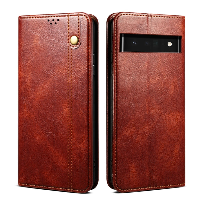 Caja de teléfono de cuero con textura de caballo loco de cera de aceite, For Motorola Moto E40 / E30 / E20, For OnePlus Nord N20 5G, For Google Pixel 6a, For Xiaomi Redmi Note 11 Pro 4G / 5G