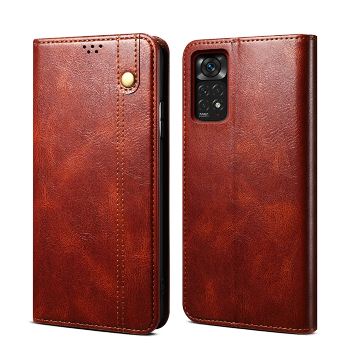 Caja de teléfono de cuero con textura de caballo loco de cera de aceite, For Motorola Moto E40 / E30 / E20, For OnePlus Nord N20 5G, For Google Pixel 6a, For Xiaomi Redmi Note 11 Pro 4G / 5G