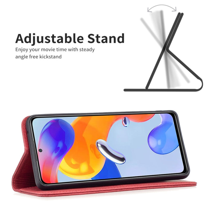 Estuche de teléfono de cuero antirrobo con bloqueo RFID magnético, For Xiaomi Redmi Note 11 Pro International Version