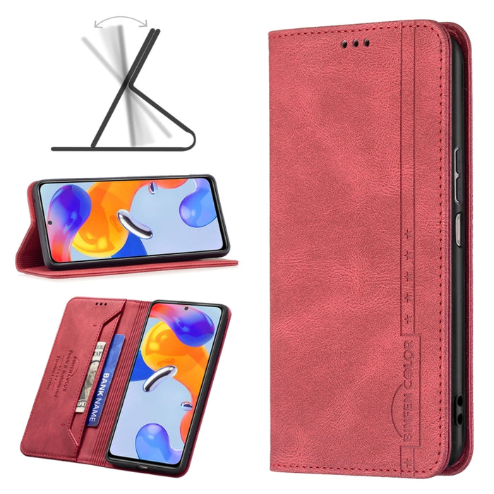 Estuche de teléfono de cuero antirrobo con bloqueo RFID magnético, For Xiaomi Redmi Note 11 Pro International Version