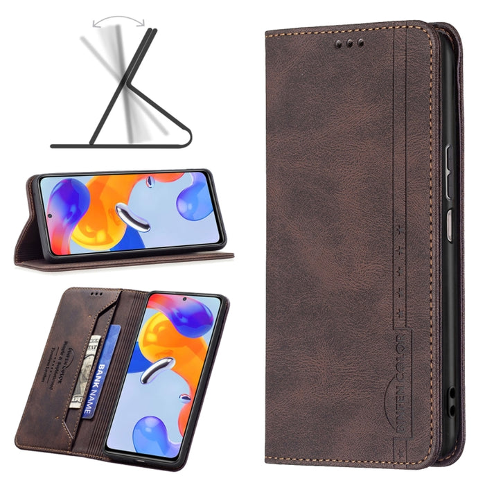 Estuche de teléfono de cuero antirrobo con bloqueo RFID magnético, For Xiaomi Redmi Note 11 Pro International Version