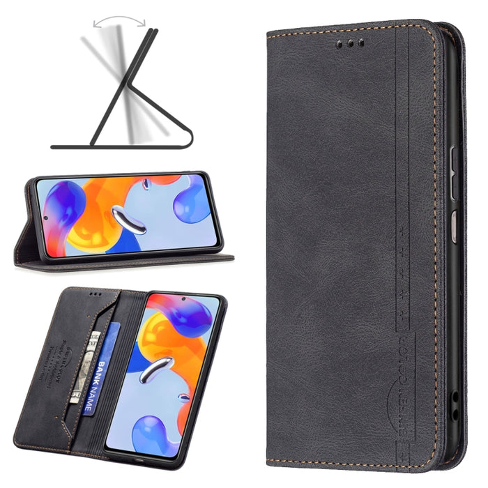 Estuche de teléfono de cuero antirrobo con bloqueo RFID magnético, For Xiaomi Redmi Note 11 Pro International Version