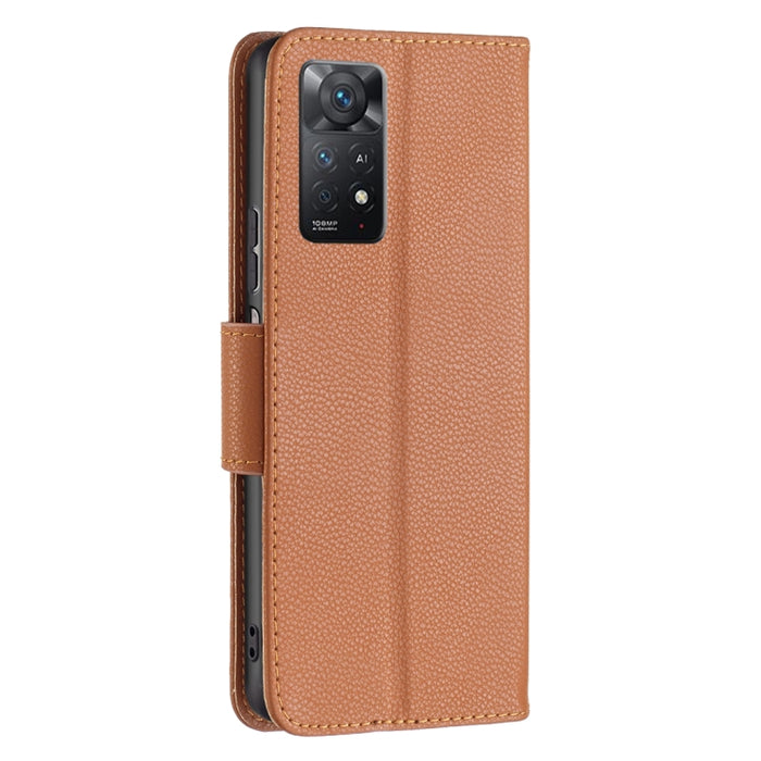 Estuche para teléfono de cuero con tapa horizontal de color puro con textura de lichi, For Xiaomi Redmi Note 11 Pro International Version