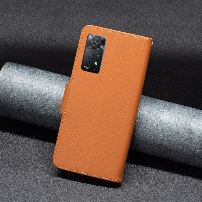Estuche para teléfono de cuero con tapa horizontal de color puro con textura de lichi, For Xiaomi Redmi Note 11 Pro International Version