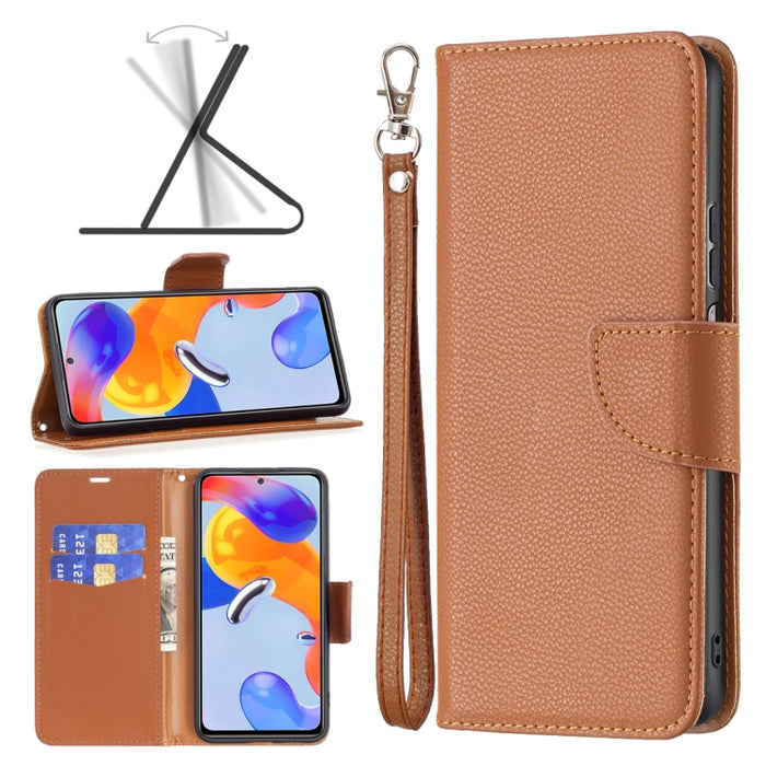 Estuche para teléfono de cuero con tapa horizontal de color puro con textura de lichi, For Xiaomi Redmi Note 11 Pro International Version