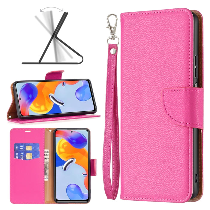 Estuche para teléfono de cuero con tapa horizontal de color puro con textura de lichi, For Xiaomi Redmi Note 11 Pro International Version