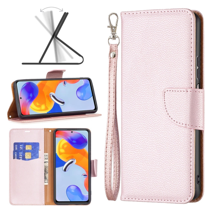 Estuche para teléfono de cuero con tapa horizontal de color puro con textura de lichi, For Xiaomi Redmi Note 11 Pro International Version