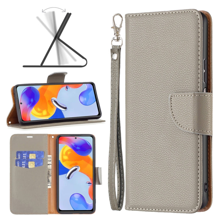 Estuche para teléfono de cuero con tapa horizontal de color puro con textura de lichi, For Xiaomi Redmi Note 11 Pro International Version