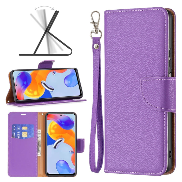 Estuche para teléfono de cuero con tapa horizontal de color puro con textura de lichi, For Xiaomi Redmi Note 11 Pro International Version