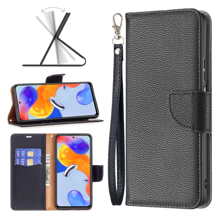 Estuche para teléfono de cuero con tapa horizontal de color puro con textura de lichi, For Xiaomi Redmi Note 11 Pro International Version