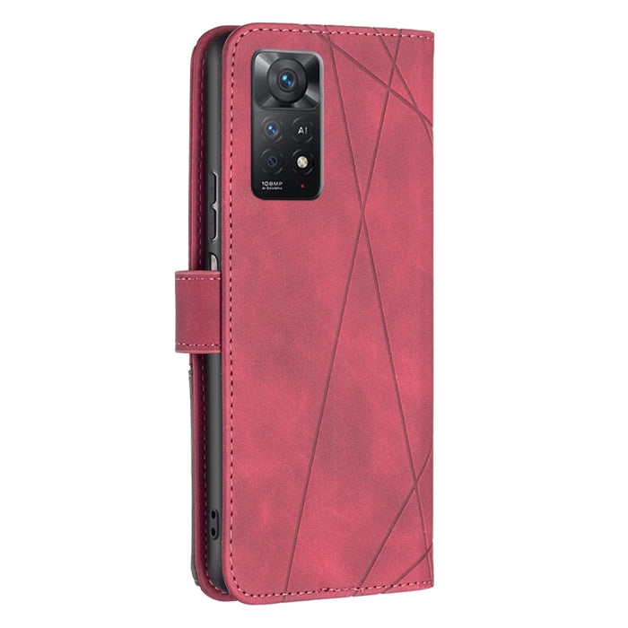 Estuche para teléfono de cuero con tapa horizontal y hebilla magnética con textura de rombos, For Xiaomi Redmi Note 11 Pro International Version