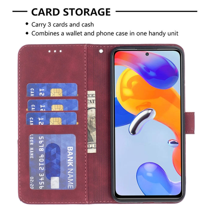 Estuche para teléfono de cuero con tapa horizontal y hebilla magnética con textura de rombos, For Xiaomi Redmi Note 11 Pro International Version