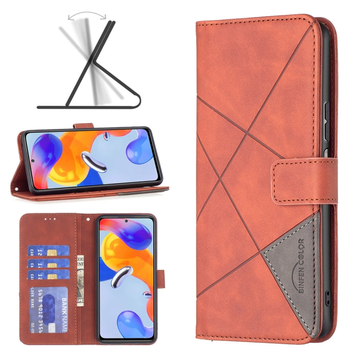 Estuche para teléfono de cuero con tapa horizontal y hebilla magnética con textura de rombos, For Xiaomi Redmi Note 11 Pro International Version