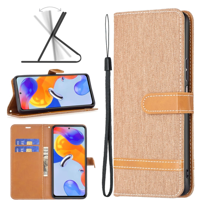 Estuche para teléfono de cuero con textura de mezclilla a juego, For Xiaomi Redmi Note 11 Pro International Version