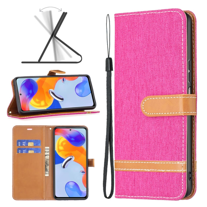 Estuche para teléfono de cuero con textura de mezclilla a juego, For Xiaomi Redmi Note 11 Pro International Version