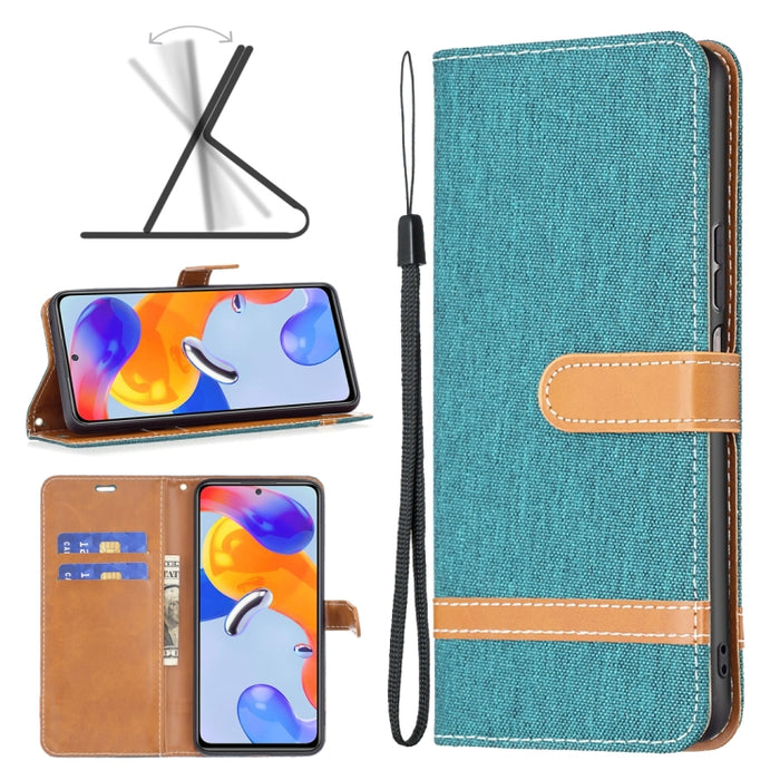 Estuche para teléfono de cuero con textura de mezclilla a juego, For Xiaomi Redmi Note 11 Pro International Version