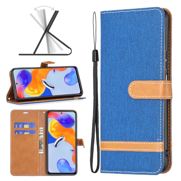 Estuche para teléfono de cuero con textura de mezclilla a juego, For Xiaomi Redmi Note 11 Pro International Version