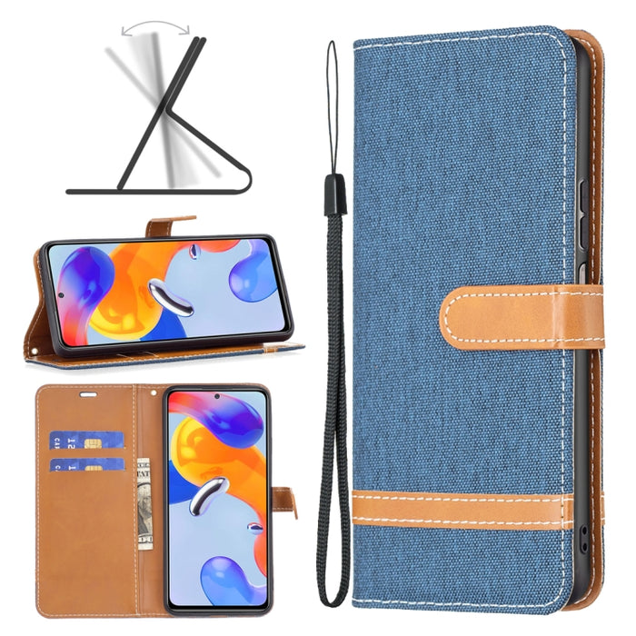 Estuche para teléfono de cuero con textura de mezclilla a juego, For Xiaomi Redmi Note 11 Pro International Version