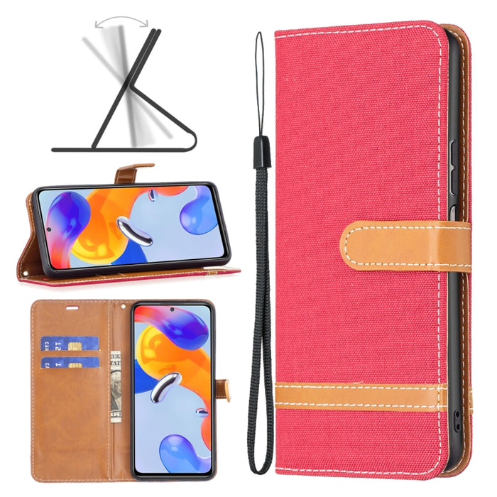 Estuche para teléfono de cuero con textura de mezclilla a juego, For Xiaomi Redmi Note 11 Pro International Version