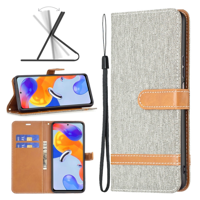 Estuche para teléfono de cuero con textura de mezclilla a juego, For Xiaomi Redmi Note 11 Pro International Version