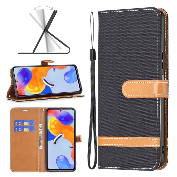 Estuche para teléfono de cuero con textura de mezclilla a juego, For Xiaomi Redmi Note 11 Pro International Version