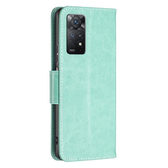 Estuche para teléfono de cuero con dos mariposas en relieve, For Xiaomi Redmi Note 11 Pro International Version