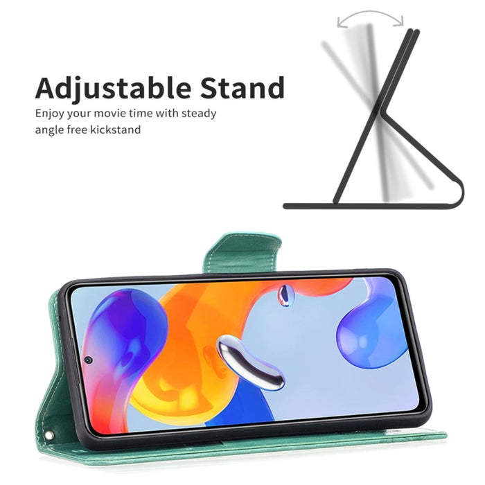 Estuche para teléfono de cuero con dos mariposas en relieve, For Xiaomi Redmi Note 11 Pro International Version