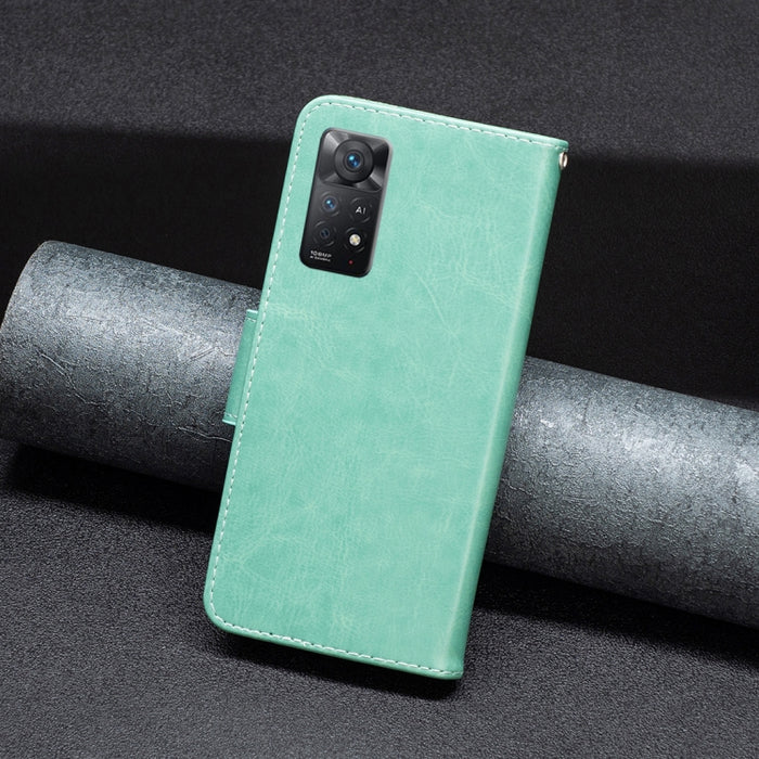 Estuche para teléfono de cuero con dos mariposas en relieve, For Xiaomi Redmi Note 11 Pro International Version