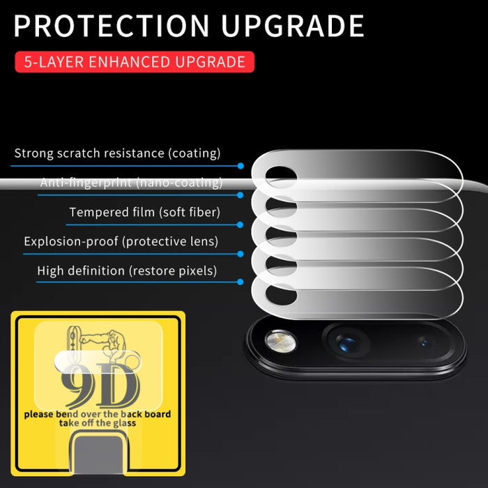 Protector de lente de cámara trasera transparente 9D Película de vidrio templado