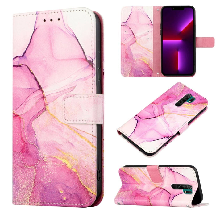 PT003 Estuche para teléfono de cuero con tapa y patrón de mármol, For Xiaomi Redmi Note 10 4G / Note 10s, For Xiaomi Redmi Note 10 Pro / Note 10 Pro Max, For Xiaomi Poco M2 / Redmi 9, For Xiaomi Redmi 9A / Redmi 9i India / Redmi 9AT                    ...