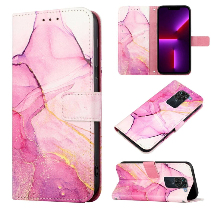 PT003 Estuche para teléfono de cuero con tapa y patrón de mármol, For Xiaomi Redmi Note 10 4G / Note 10s, For Xiaomi Redmi Note 10 Pro / Note 10 Pro Max, For Xiaomi Poco M2 / Redmi 9, For Xiaomi Redmi 9A / Redmi 9i India / Redmi 9AT                    ...