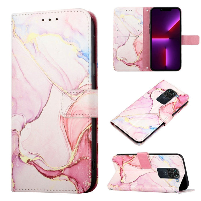 PT003 Estuche para teléfono de cuero con tapa y patrón de mármol, For Xiaomi Redmi Note 10 4G / Note 10s, For Xiaomi Redmi Note 10 Pro / Note 10 Pro Max, For Xiaomi Poco M2 / Redmi 9, For Xiaomi Redmi 9A / Redmi 9i India / Redmi 9AT                    ...