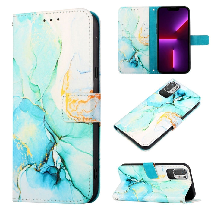 PT003 Estuche para teléfono de cuero con tapa y patrón de mármol, For Xiaomi Redmi Note 10 4G / Note 10s, For Xiaomi Redmi Note 10 Pro / Note 10 Pro Max, For Xiaomi Poco M2 / Redmi 9, For Xiaomi Redmi 9A / Redmi 9i India / Redmi 9AT                    ...