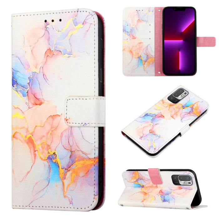 PT003 Estuche para teléfono de cuero con tapa y patrón de mármol, For Xiaomi Redmi Note 10 4G / Note 10s, For Xiaomi Redmi Note 10 Pro / Note 10 Pro Max, For Xiaomi Poco M2 / Redmi 9, For Xiaomi Redmi 9A / Redmi 9i India / Redmi 9AT                    ...