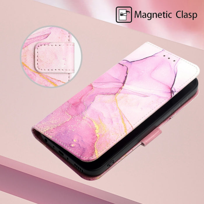 PT003 Estuche para teléfono de cuero con tapa y patrón de mármol