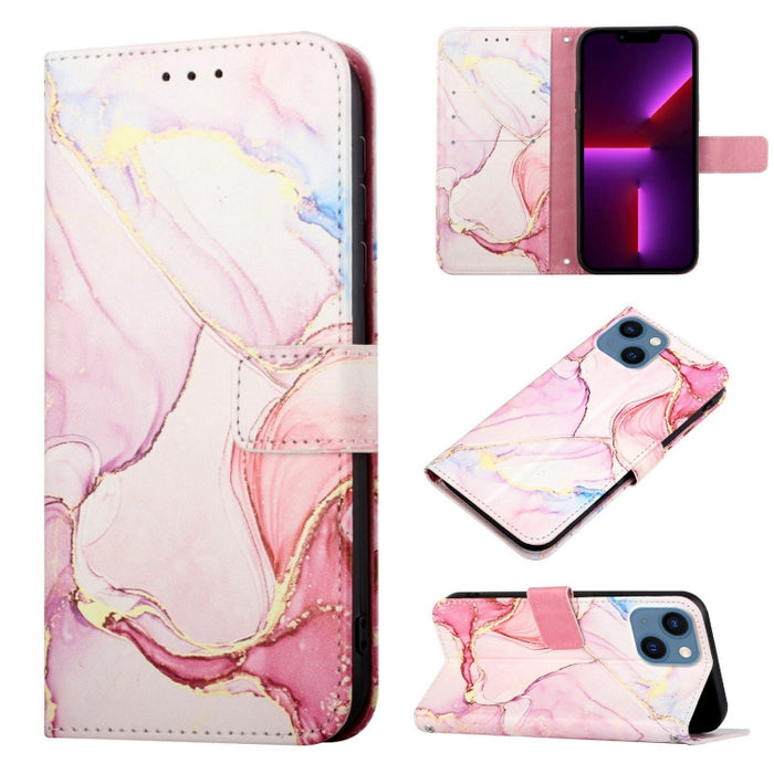 PT003 Estuche para teléfono de cuero con tapa y patrón de mármol