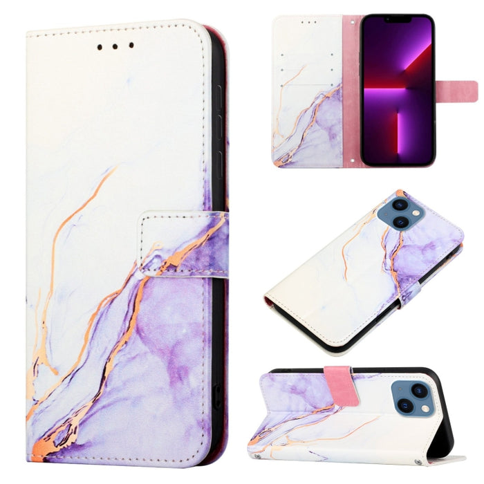 PT003 Estuche para teléfono de cuero con tapa y patrón de mármol